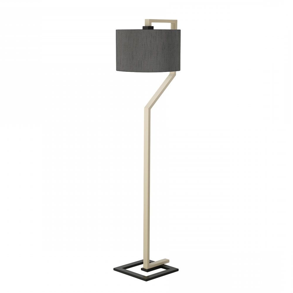 Modern Cream And Grey Floor Standing Lamp Dark Grey Faux Silk Shade Inside Most Popular Charcoal Grey Standing Lamps (View 5 of 10)