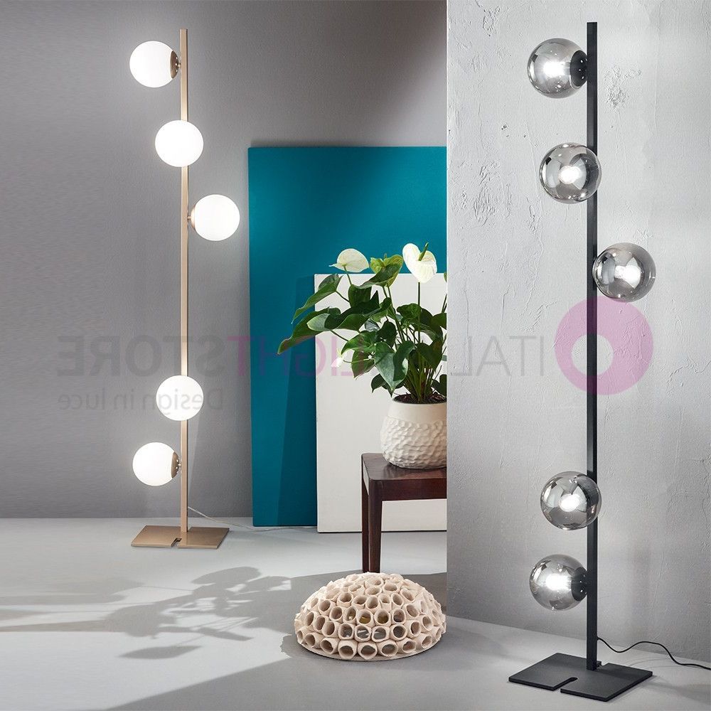 Monile Modern Floor Lamp 5 Lights Glass Spheres  Ondaluce In Favorite Modern Standing Lamps (View 2 of 10)