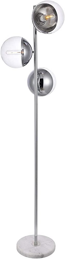 Most Current Floor Lamps 3 Light Fixtures With Chrome Finish Metal/glass/marble Material  E26 Bulb 18" 120 Watts – – Amazon In Chrome Finish Metal Standing Lamps (View 1 of 10)