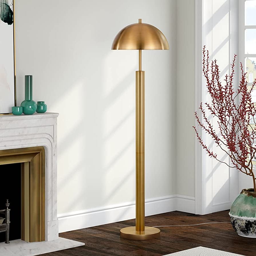 Most Current York 58" Tall Floor Lamp With Metal Shade In Brass/brass – – Amazon Inside Metal Standing Lamps (View 3 of 10)