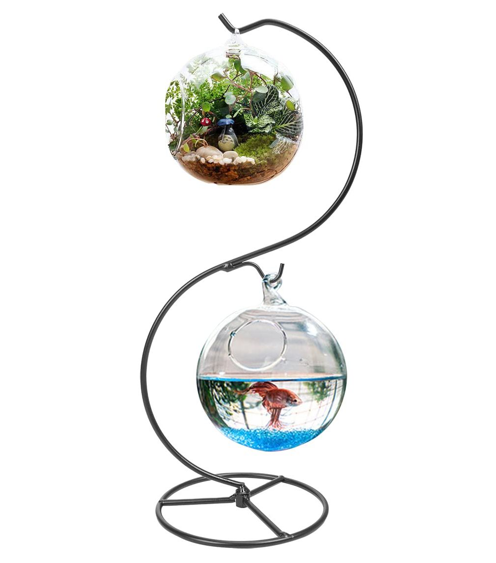 Most Popular Globe Plant Stands Throughout Amazon: Ornament Display Stand Air Plant Stand Iron Hanging Stand Flower  Pot Stand Rack Holder For Hanging Glass Globe Witch Ball Terrarium  Christmas Ornament And Home Wedding Decoration(black) (s Shape) : Everything (View 10 of 10)