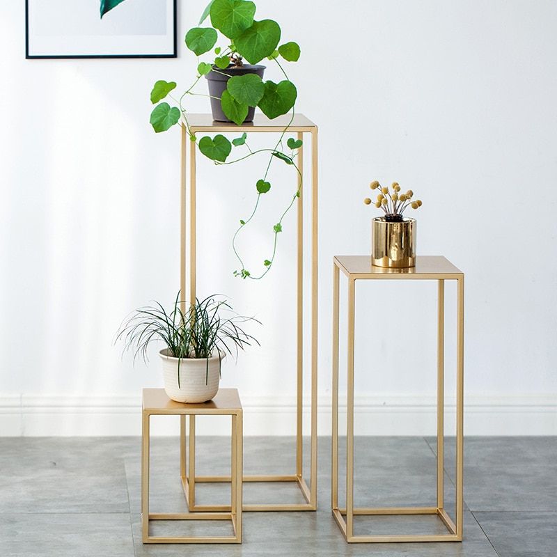 Most Popular Nordic Gold Metal Plant Stand Indoor White Flower Metal Stand Outdoor Metal  Shelf Home Balcony Decorations Metal Garden Decors – Plant Shelves –  Aliexpress For Gold Plant Stands (View 8 of 10)
