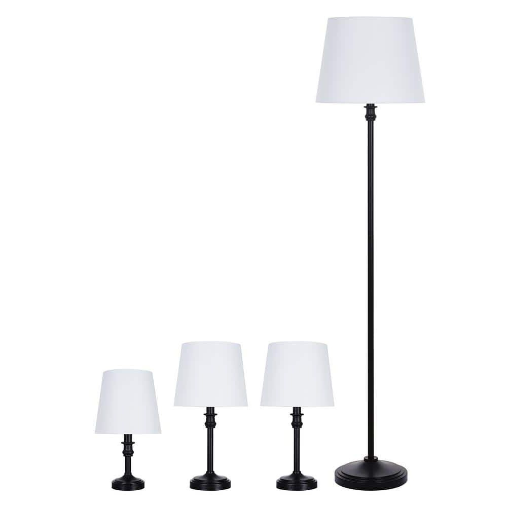 Most Recent Alsy 57 In. Black Floor Lamp, Two 18 In. Table Lamps And 14 In (View 8 of 10)