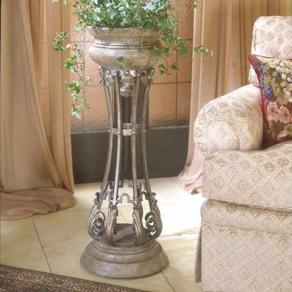 Most Recent Stone Plant Stands In Red Barrel Studio® Funke Round Pedestal Stone Plant Stand & Reviews (View 5 of 10)