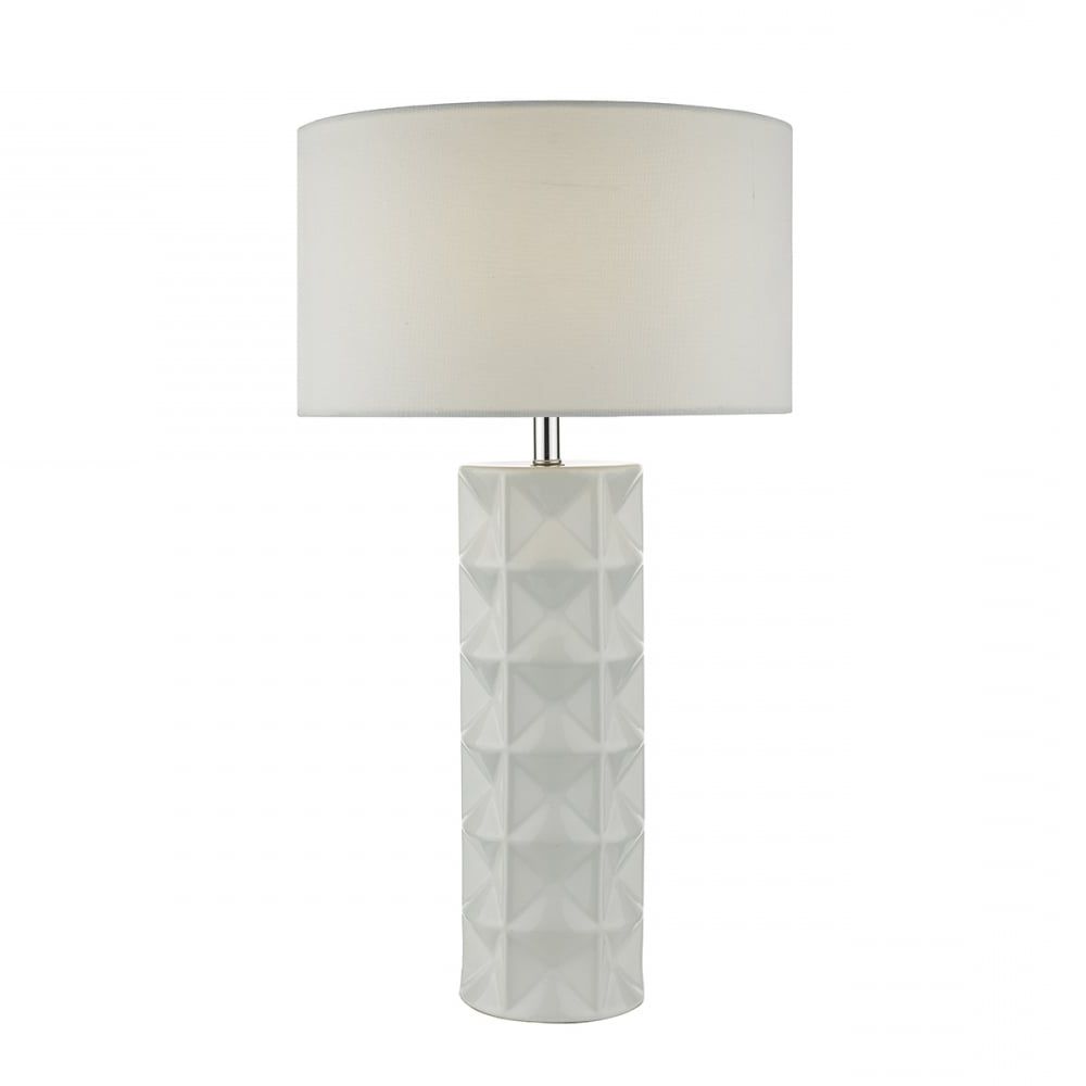 Most Recent White Textured Ceramic Base Tall Table Lamp With White Linen Drum Shade With Textured Linen Standing Lamps (View 9 of 10)