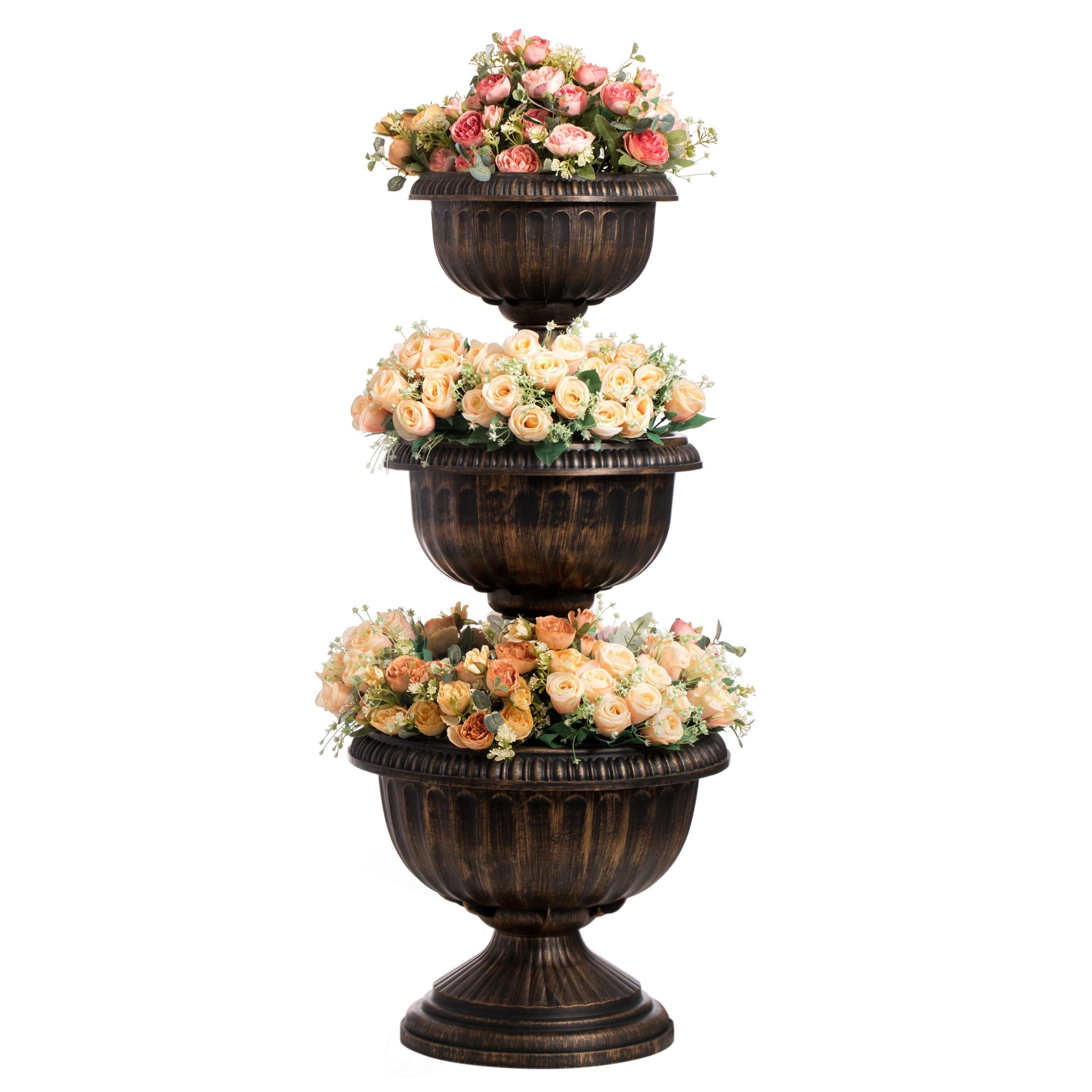 Most Recently Released Garden Triple Stacked Flower Bowl Urn Tier Planter Decoration – Overstock –  35489061 Intended For Plant Stands With Flower Bowl (View 2 of 10)