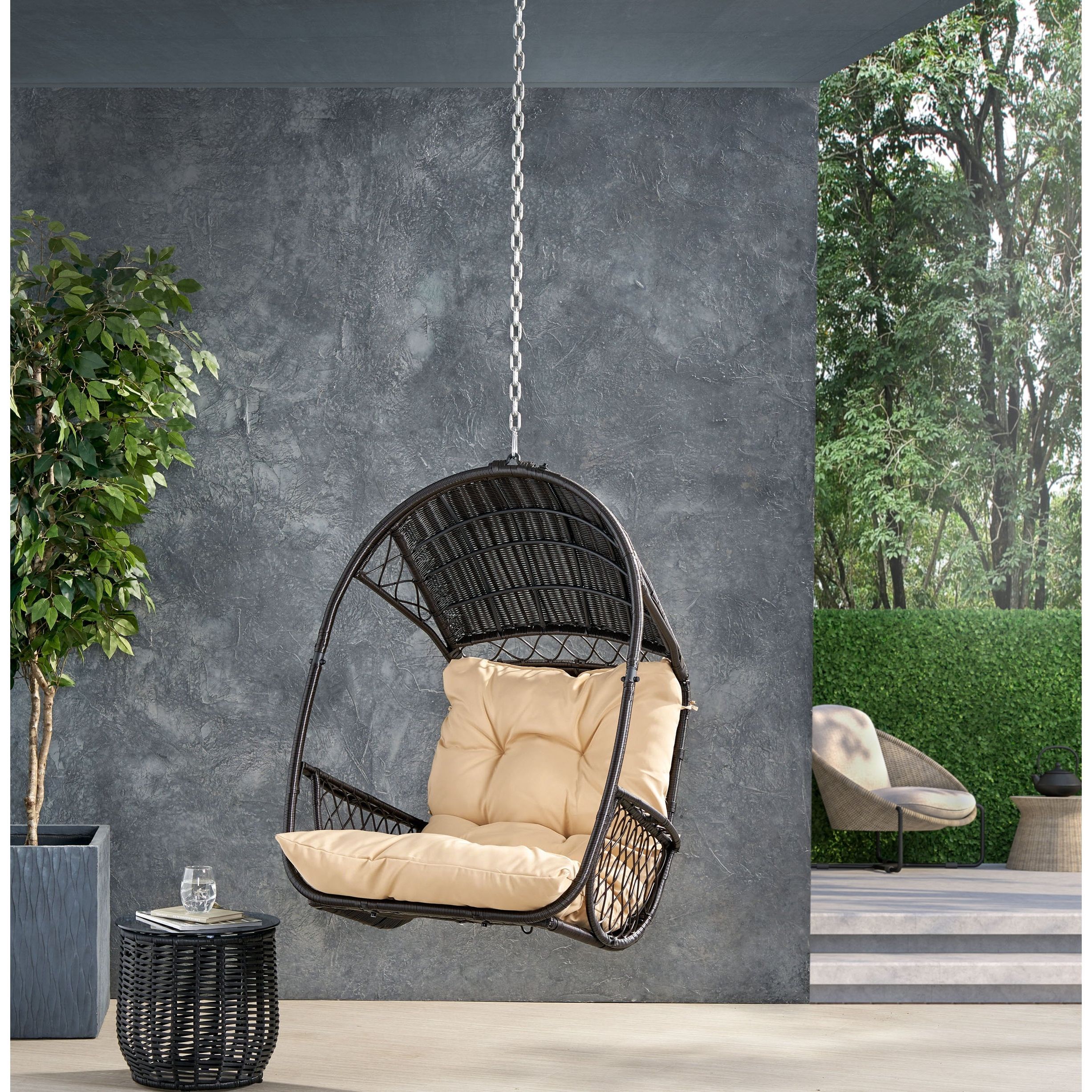 Most Recently Released Greystone Outdoor/indoor Wicker Hanging Chair W/8 Foot Chainchristopher  Knight Home – On Sale – Overstock – 31825459 Within Greystone Plant Stands (View 8 of 10)
