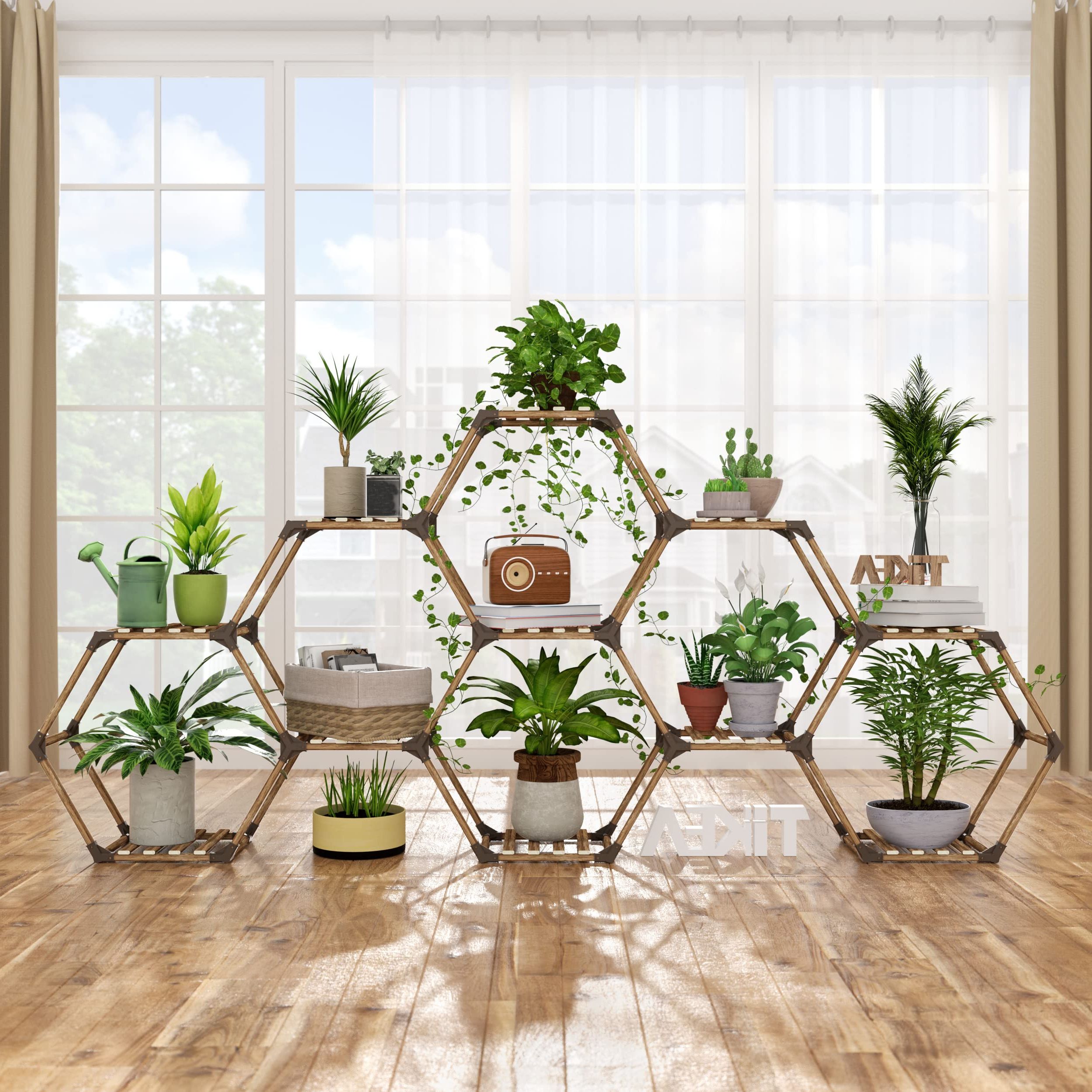 Most Recently Released Hexagon Plant Stands For Amazon : Tikea Plant Stand Indoor Hexagonal Plant Stand For Multiple  Plants Indoor Outdoor Large Wooden Plant Shelf 11 Tiered Creative Diy  Flowers Stand Rack For Living Room Balcony Patio Window : (View 7 of 10)