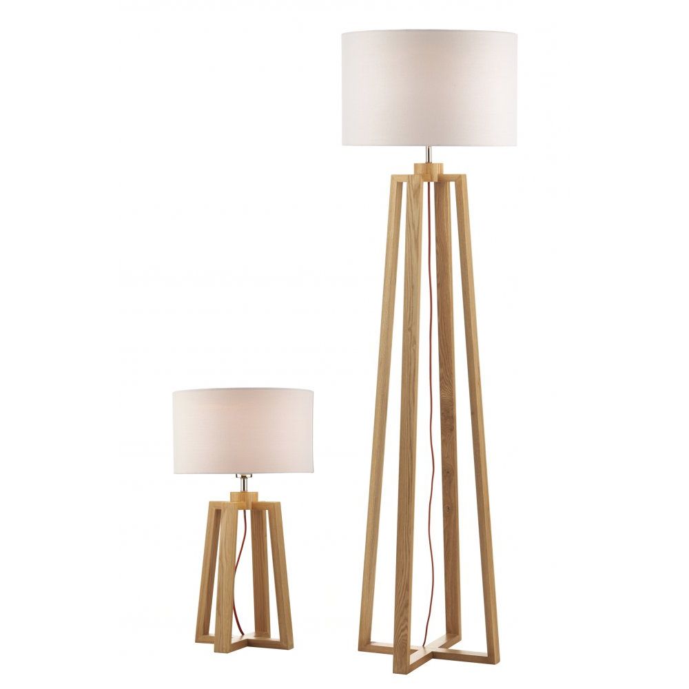 Most Up To Date Contemporary Design Wooden Table & Floor Lamp Set With Shades With Oak Standing Lamps (View 6 of 10)