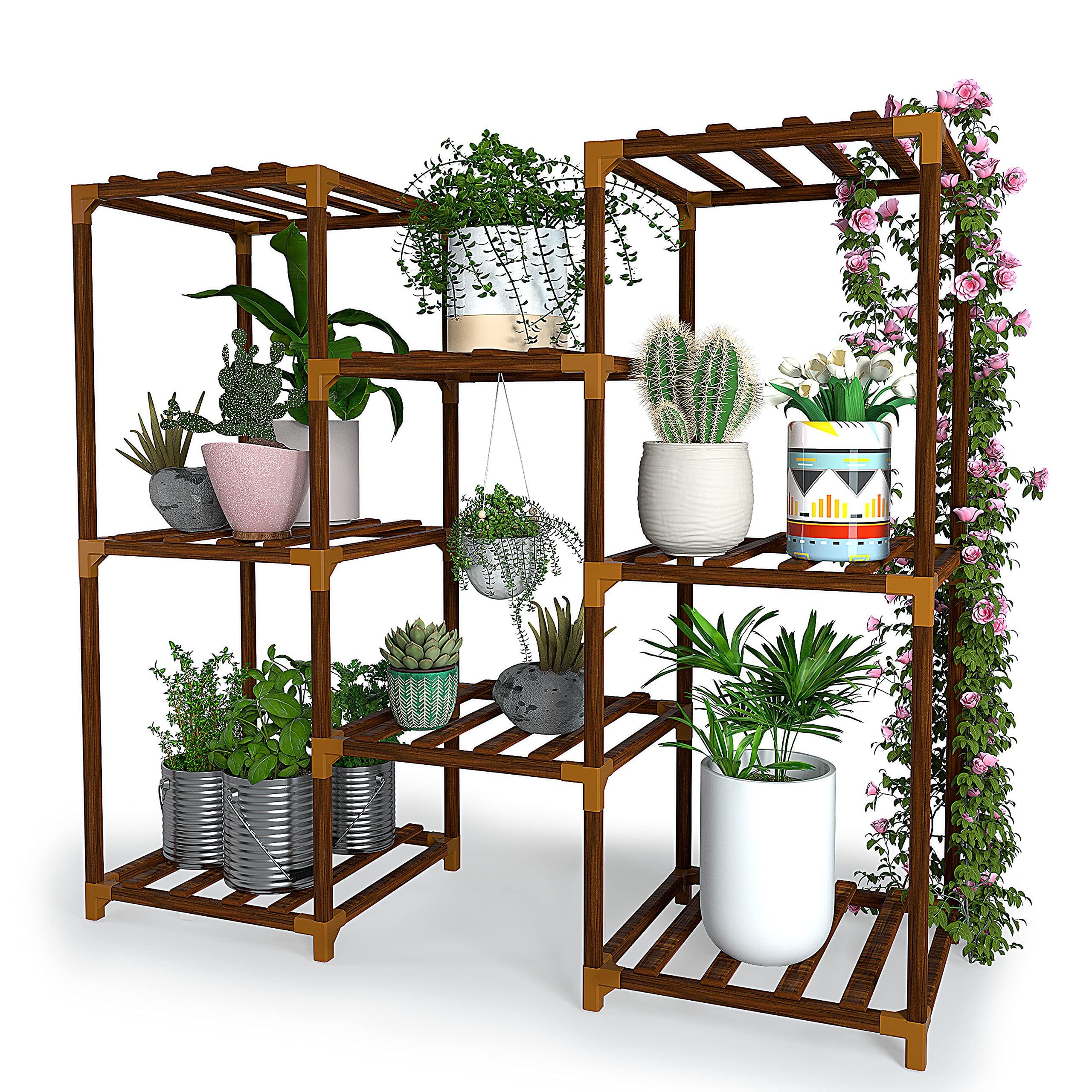 New England Stories Plant Stand Indoor, Outdoor Wood Plant Stands For  Multiple Plants, Plant Shelf Ladder Table Plant Pot Stand For Living Room,  Patio, Balcony, Plant Gardening Gift Regarding 2020 Plant Stands With Table (View 7 of 10)