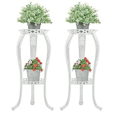 Newest White 32 Inch Plant Stands With 2 Pack Metal Plant Stand 2 Tier, 32 Inch Rustproof Decorative Flower Pot (View 9 of 10)