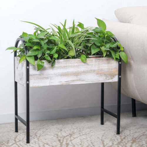 Newest Wood & Black Metal Framed Indoor, Outdoor Raised Garden Planter Box  Plant Stand (View 8 of 10)