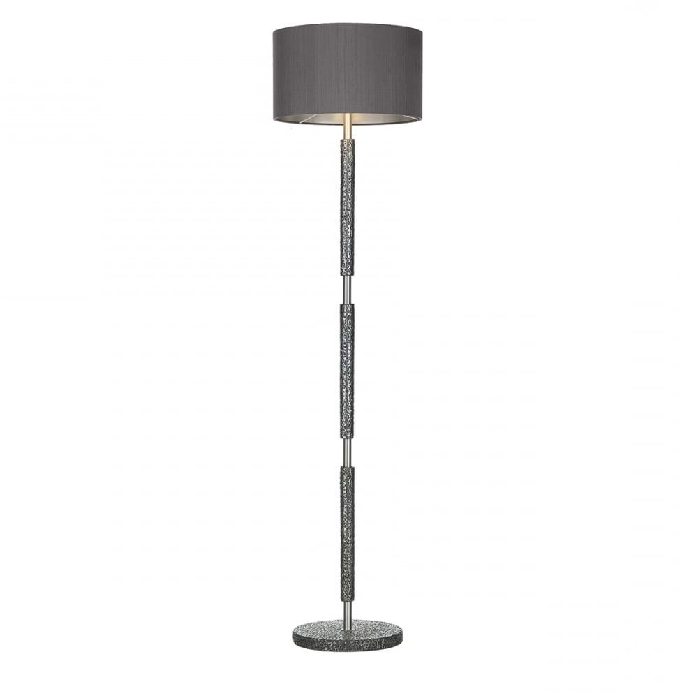 Pewter Charcoal Silk Shade Hammered Floor Lamp  Lighting And Lights Uk In Popular Charcoal Grey Standing Lamps (View 1 of 10)