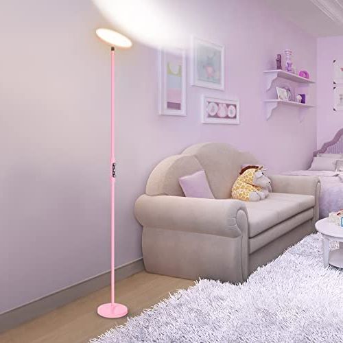 Pink Standing Lamps With Regard To Recent Flyzy Pink Floor Lamp, Led Modern Floor Lamps For Living Room With Remote,  30w 3000lm Dimmable Standing Floor Lamp For Girls Room Bedrooms Office Pink  – – Amazon (View 2 of 10)