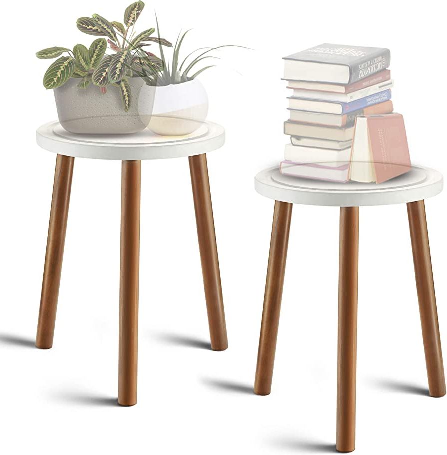 Plant Stands With Side Table Intended For Most Current Amazon : Litada Wood Plant Stand (set Of 2) Mid Century Small Side Table,   (View 9 of 10)