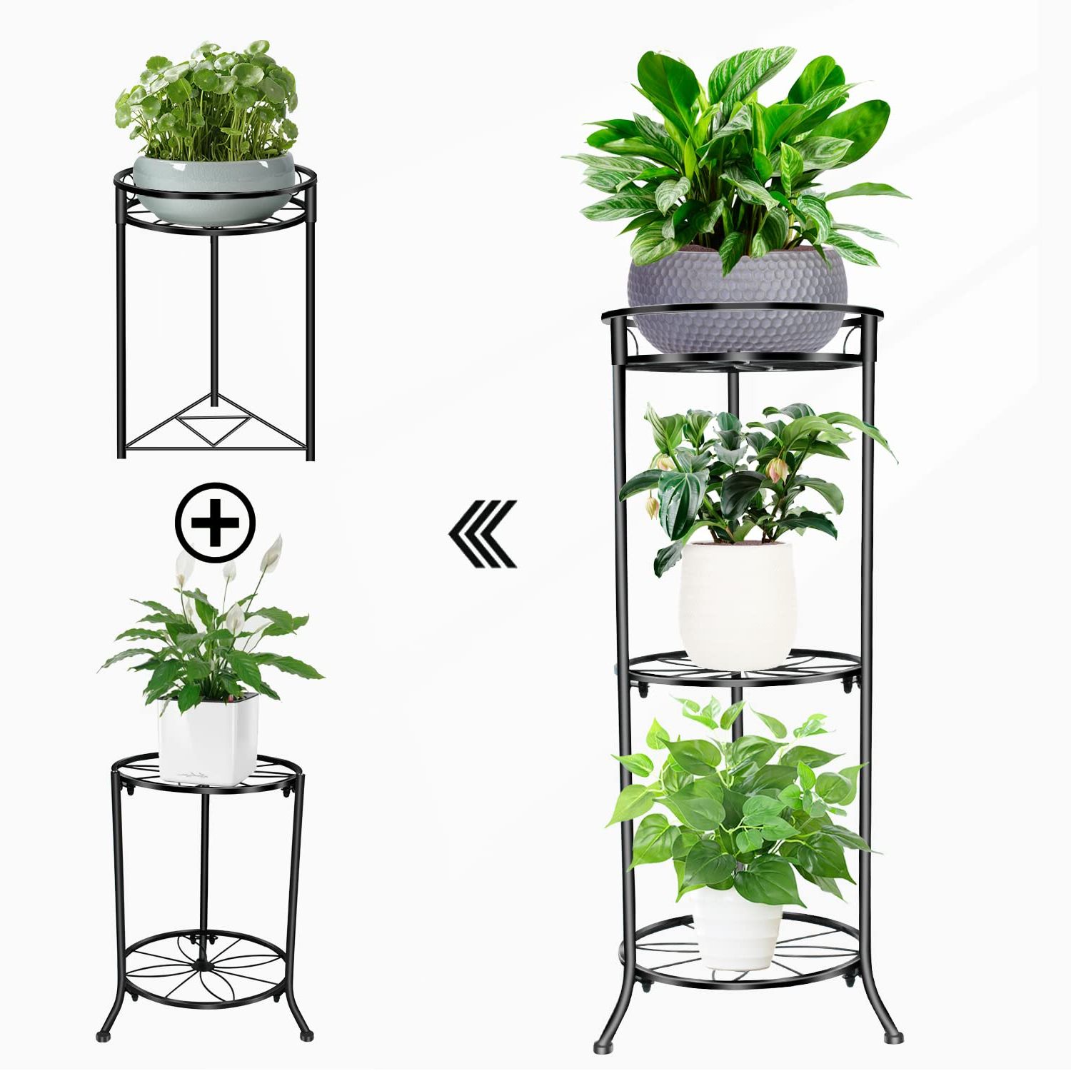 Popular Amazon: Omeuty Tall Plant Stands Indoor, 31 Inch Outdoor Metal Plant  Stand For Multiple Plants,tiered Corner Potted Shelf, Heavy Duty Flower  Rack For Home Garden Balcony Patio (black ) : Patio, Lawn Within 31 Inch Plant Stands (View 2 of 10)