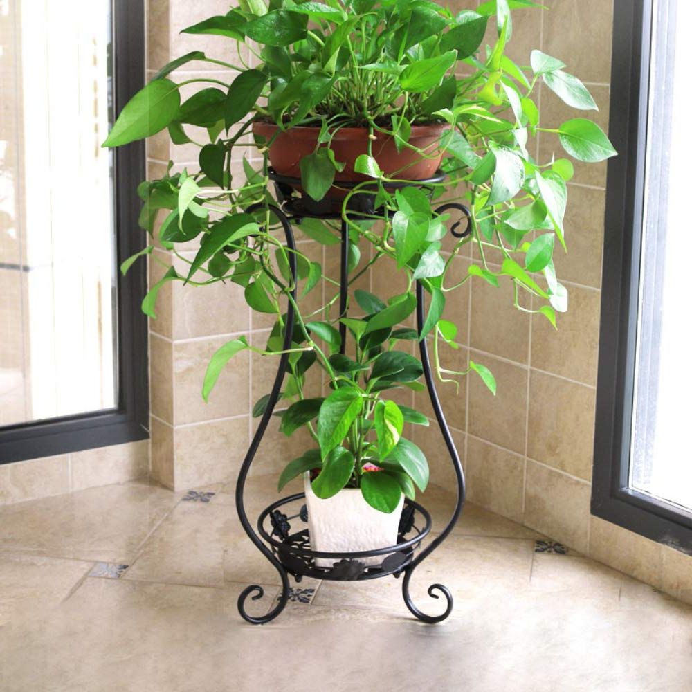 Popular Iron Plant Stands Within Amazon: Wrought Iron Plant Stands Indoor Outdoor,metal Tall Plant Stand  Iron Flower Stand,flower Pot Holder Flower Pot Stand Flower Pot Supporting,plant  Holders Plant Rack Potted Plant Stand(black, (View 9 of 10)
