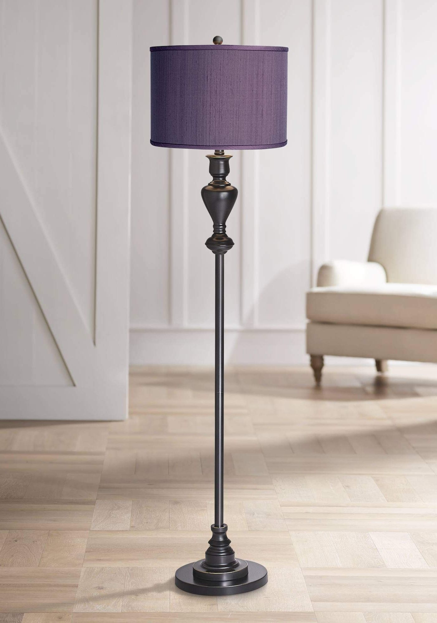 Popular Possini Euro Design Traditional Lamp Floor Standing 58" Tall Black Dark  Bronze Soft Gold Edging Metal Regarding Textured Fabric Standing Lamps (View 1 of 10)