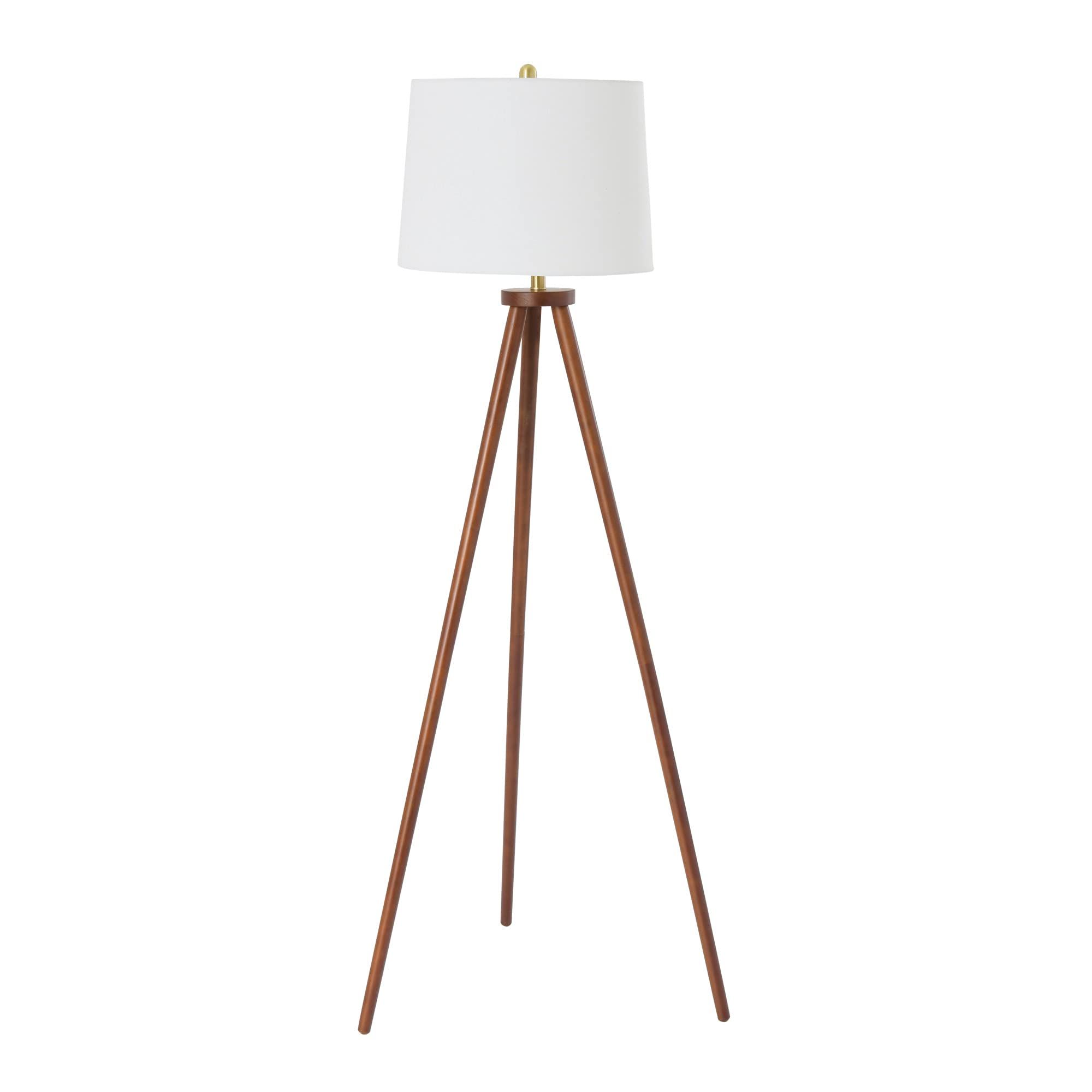 Popular Rubberwood Standing Lamps Pertaining To Creative Co Op A  Frame Tripod Rubber Wood Cream Linen Shade, Espresso Floor  Lamp, White (View 5 of 10)