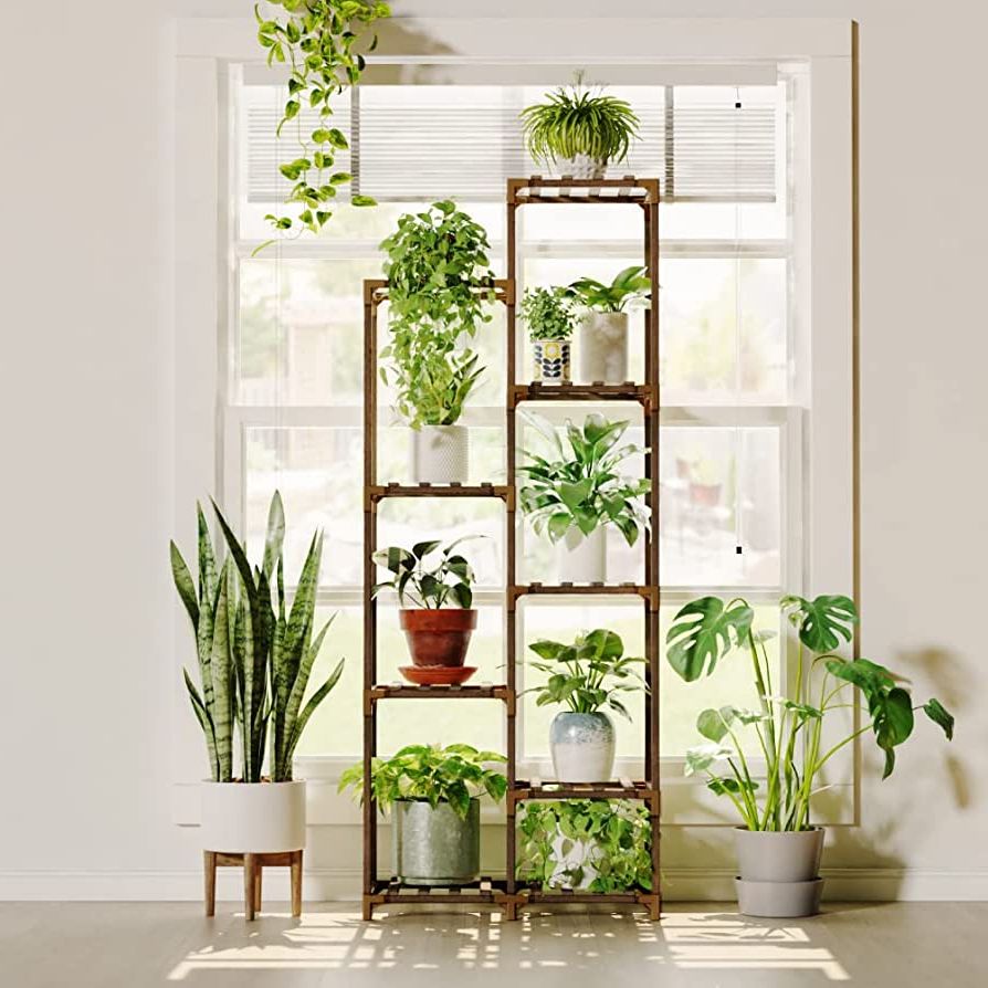 Preferred Tall Plant Stands For Amazon: Bamworld Tall Plant Stand For Indoor Plants Outdoor Corner Plant  Shelf Flower Stands For Living Room Balcony And Garden (9 Pots) :  Everything Else (View 8 of 10)