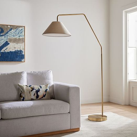 Recent Cone Standing Lamps Throughout Sculptural Overarching Fabric Cone Floor Lamp (75") (View 5 of 10)