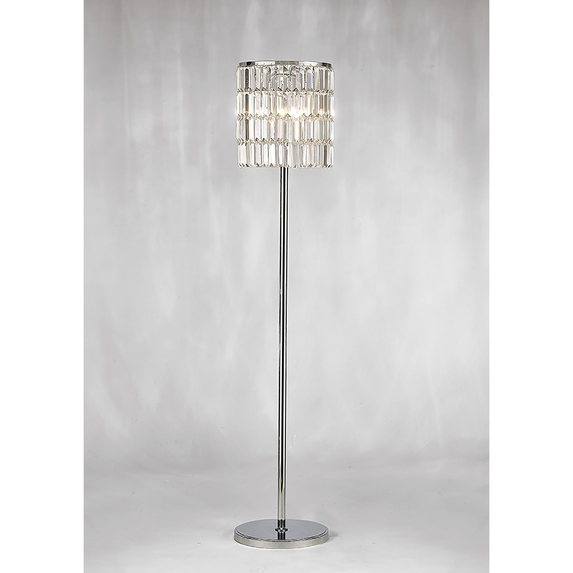 Recent Diyas Il30179 Torre 5 Light Floor Lamp With Polished Chrome Finish And  Crystal Rods N18035 – Indoor Lighting From Castlegate Lights Uk Regarding Chrome Crystal Tower Standing Lamps (View 8 of 10)