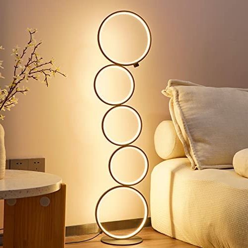 Recent Nuür Modern Floor Lamp, Ring Standing Lamp, Dimmable, Metallic Feel,  Artistic Trendy Design, Energy Saving, Touch Switch, Ideal For Home,  Office, Eco Friendly – – Amazon For Modern Standing Lamps (View 5 of 10)