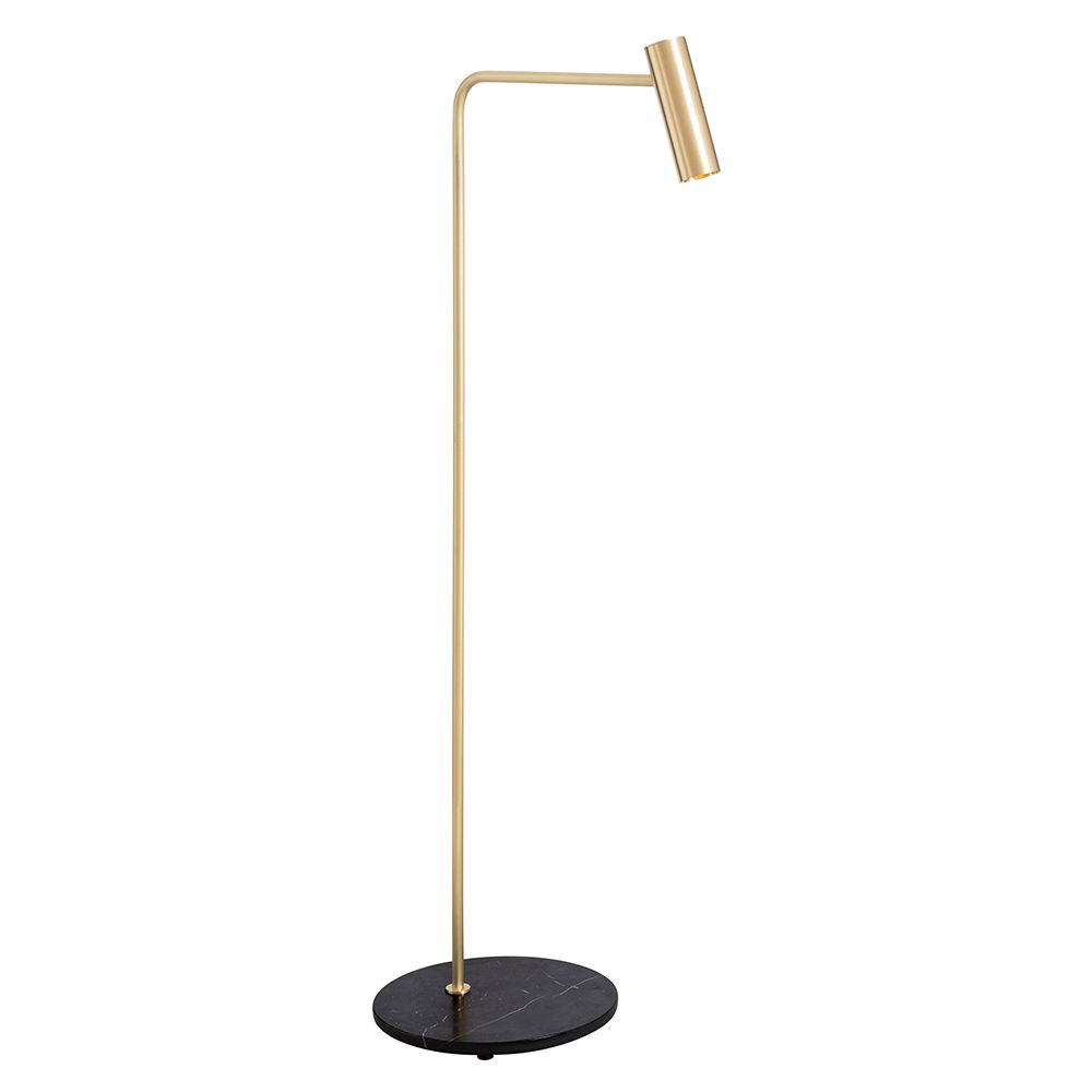 Satin Brass Standing Lamps Throughout 2019 Heron Floor Lamp – Satin Brass, Black Marble Base – Rouse Home (View 9 of 10)