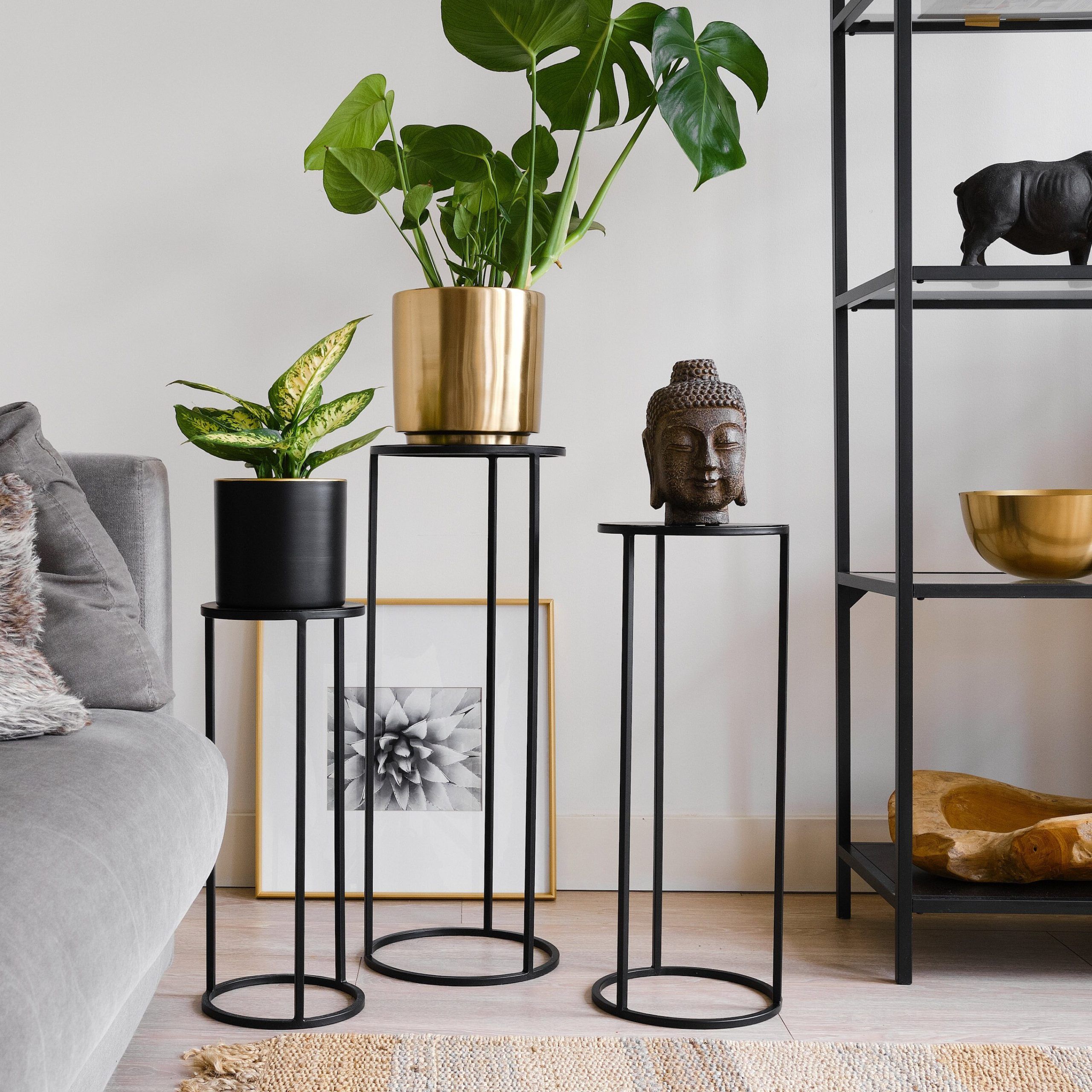 Set Of 3 Metal Plant Stand Nesting Display End Table Round – Etsy Ireland Within Most Current Metal Plant Stands (View 5 of 10)