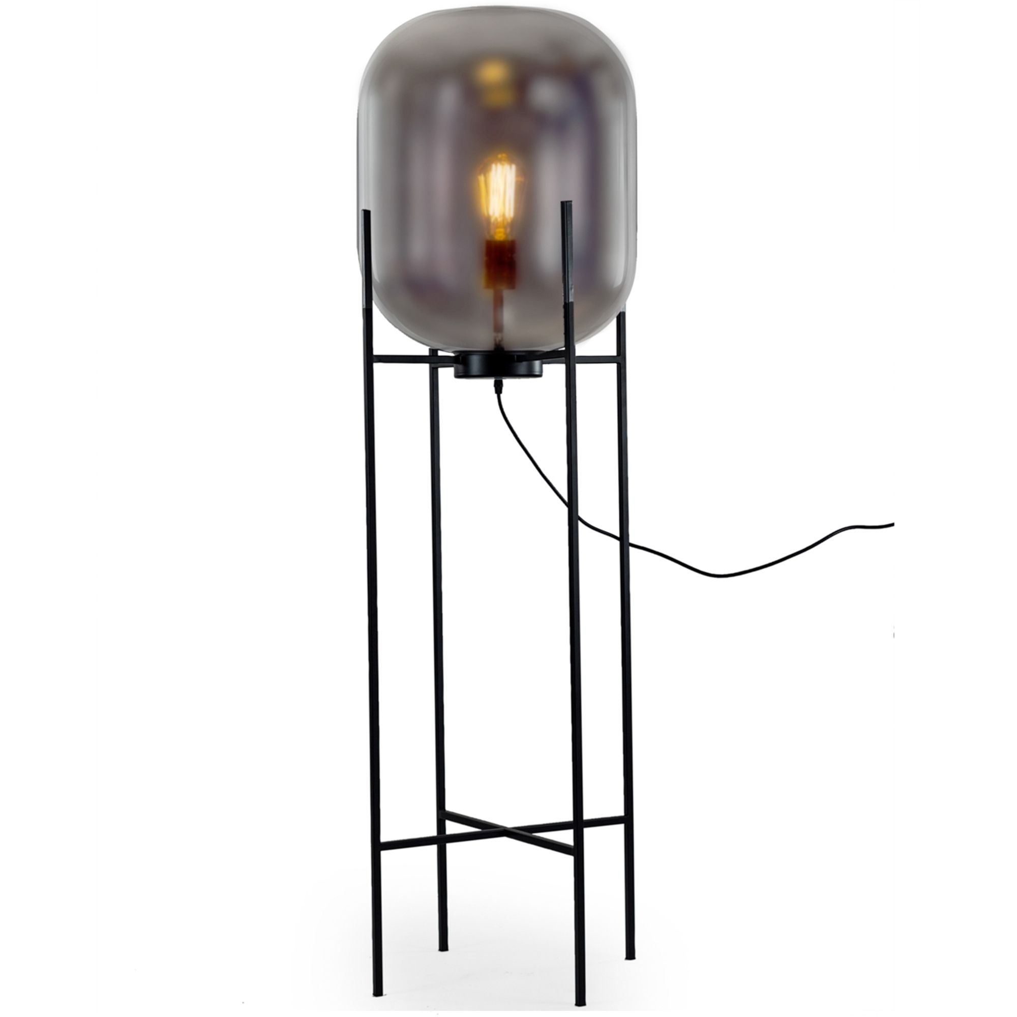 Smoke Glass Standing Lamps Pertaining To Current Large Smoked Glass Edison Floor Lamp (View 3 of 10)