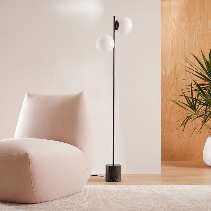 Sphere Standing Lamps Pertaining To Fashionable Sphere & Stem 2 Light Floor Lamp (62") (View 2 of 10)