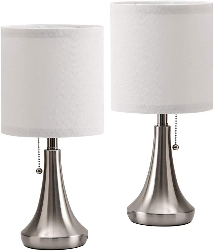 Standing Lamps With Dual Pull Chains Intended For Popular Amazon: Amuv Nightstand Lamps For Bedrooms Set Of 2,small Bedside Lamp,end  Table Lamps Set Of 2, Mini Lamps For Living Room Table Top,white Shade,pull  Chain Switch,bulb Not Included : Everything Else (View 9 of 10)