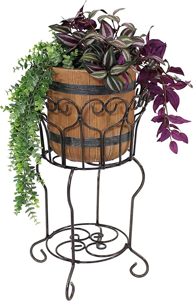 Sunnydaze Heart Steel Plant Stand With Shelf – Rustic Brown Finish – Small Metal  Planter Holder For Home And Garden – For Indoor Or Outdoor Use –  (View 4 of 10)