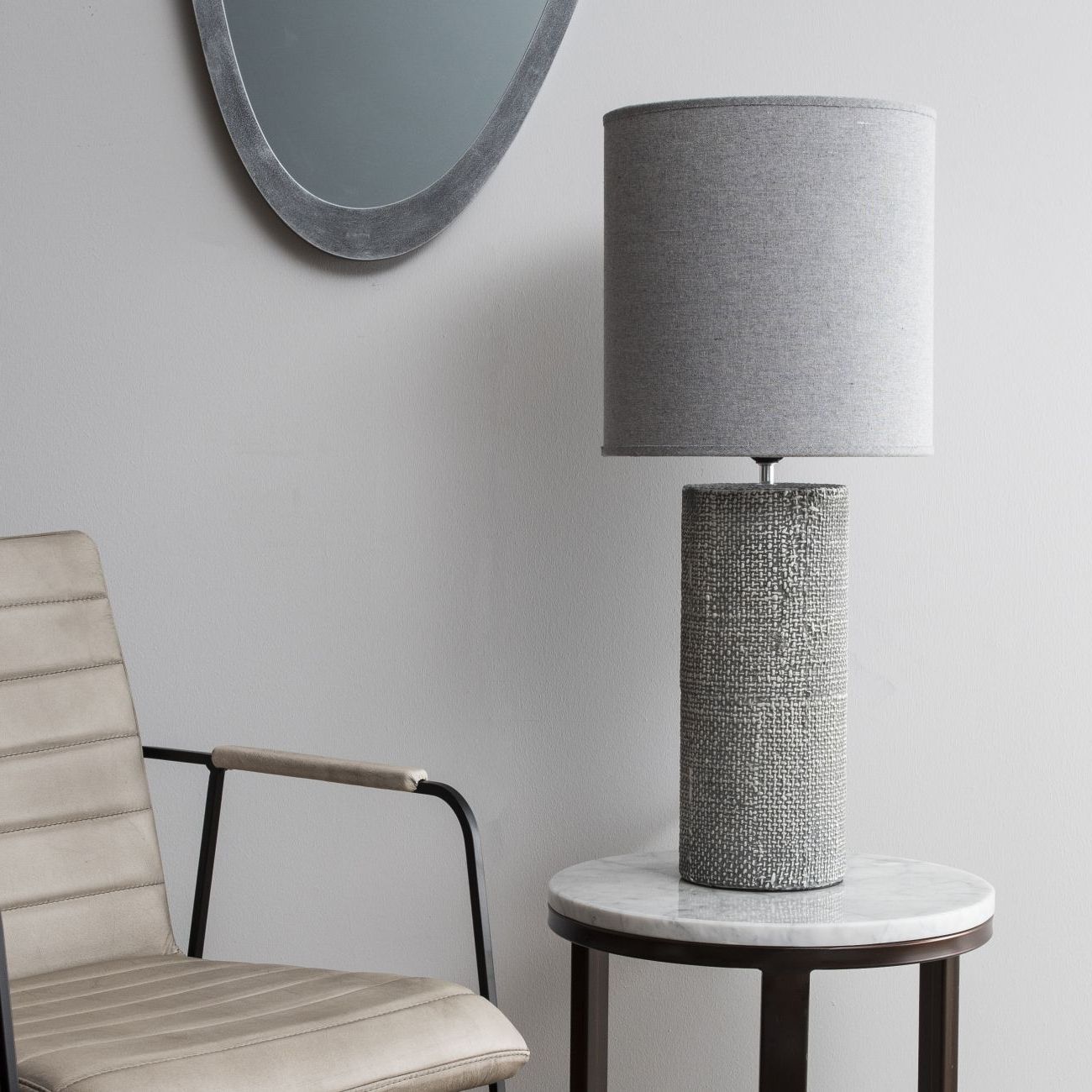 Tall Grey Textured Porcelain Table Lamp With Shade E27 60w – Libra Interiors With Regard To Newest Grey Textured Standing Lamps (View 7 of 10)