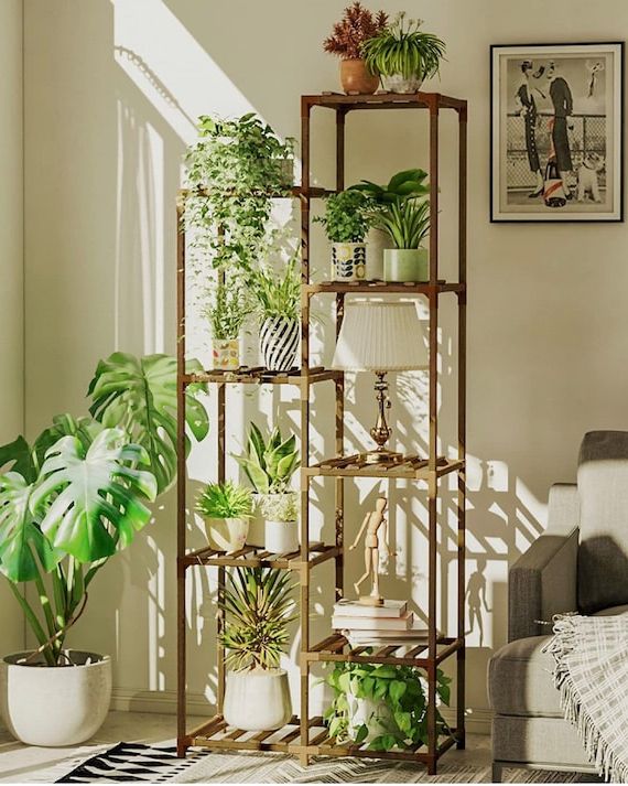 Tall Plant Stands Pertaining To Latest Tall Plant Stand For Indoor Plants Outdoor Corner Plant Shelf – Etsy (View 1 of 10)