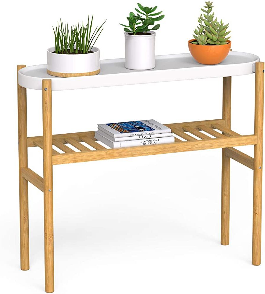 Trendy Amazon: Wisuce Bamboo Plant Shelf Indoor, 2 Tier Tall Plant Stand Table  For Multiple Plants, Window Table For Plants (2 Tier Shelf) : Patio, Lawn &  Garden In Plant Stands With Table (View 1 of 10)