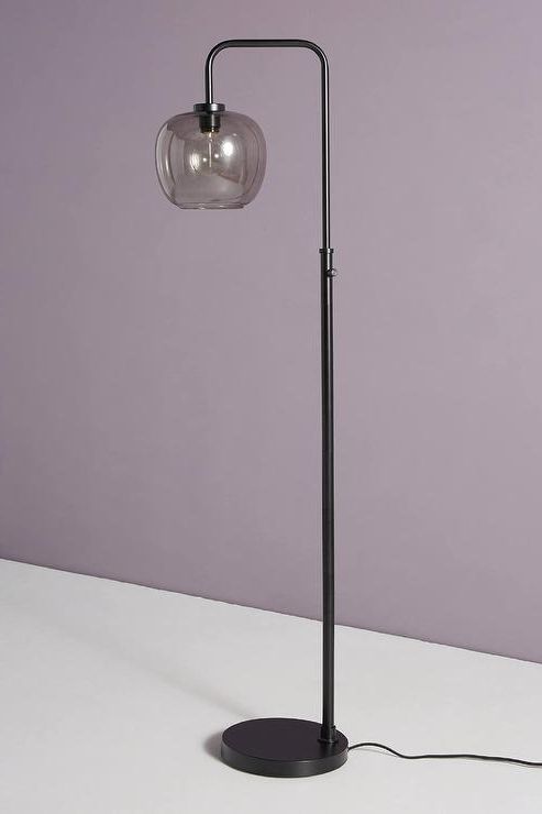 Trendy Ashton Curved Smoked Glass Black Floor Lamp Pertaining To Smoke Glass Standing Lamps (View 6 of 10)