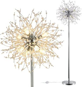 Trendy Chrome Crystal Tower Standing Lamps In Rayofly Modern Crystal Fireworks Floor Lamps, Chrome Standing Lamp With  Foot Switch, 8 Lights, 170cm, Glass Metal Tall Pole Tree Lighting For  Living Room, Bedroom, Corner, Sofa, G9 : Amazon.co (View 2 of 10)