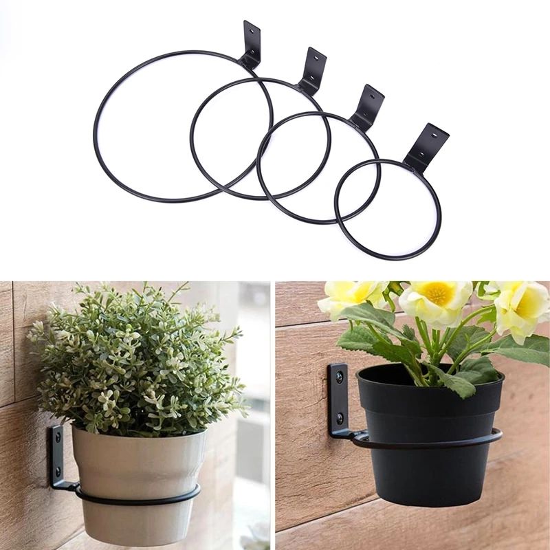 Wall Mounted Plant Holder Ring Flower Pot Stand Plant Metal Hook For Indoor  & Outdoor Decorative (View 9 of 10)