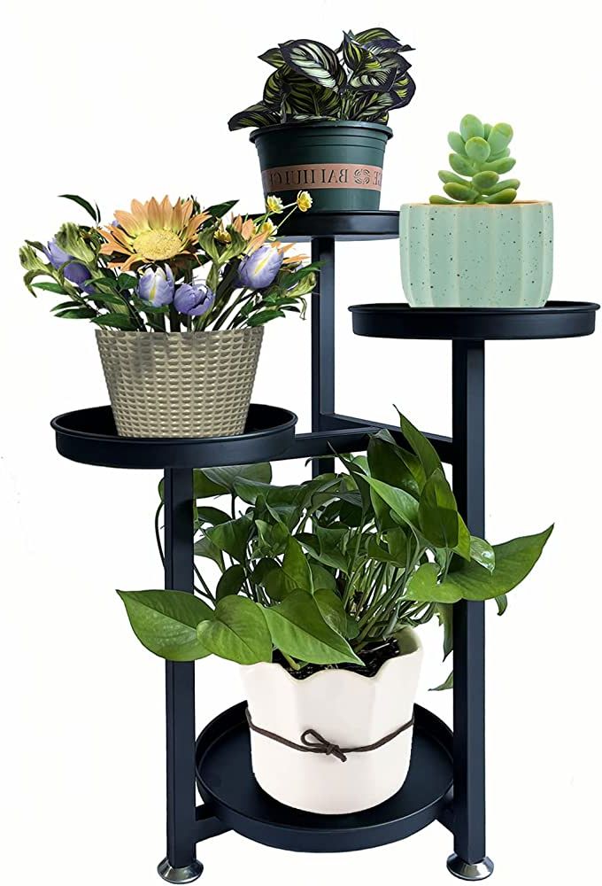 Well Known 24 Inch Plant Stands Regarding Plant Stand Indoor Plant Shelf 24 Inches In Height Metal Plant Stands For  Indoor Plants Multiple 4 Tier 4 Potted Plant Holder For Garden Balcony  Living Room Black (View 3 of 10)