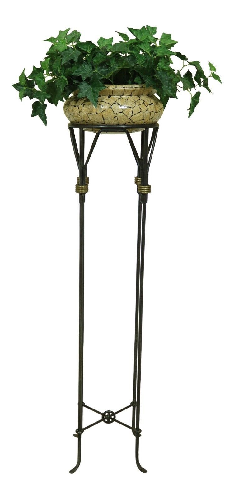 Well Known 52061ec: Maitland Smith Iron & Brass Base Planter Stand (View 3 of 10)