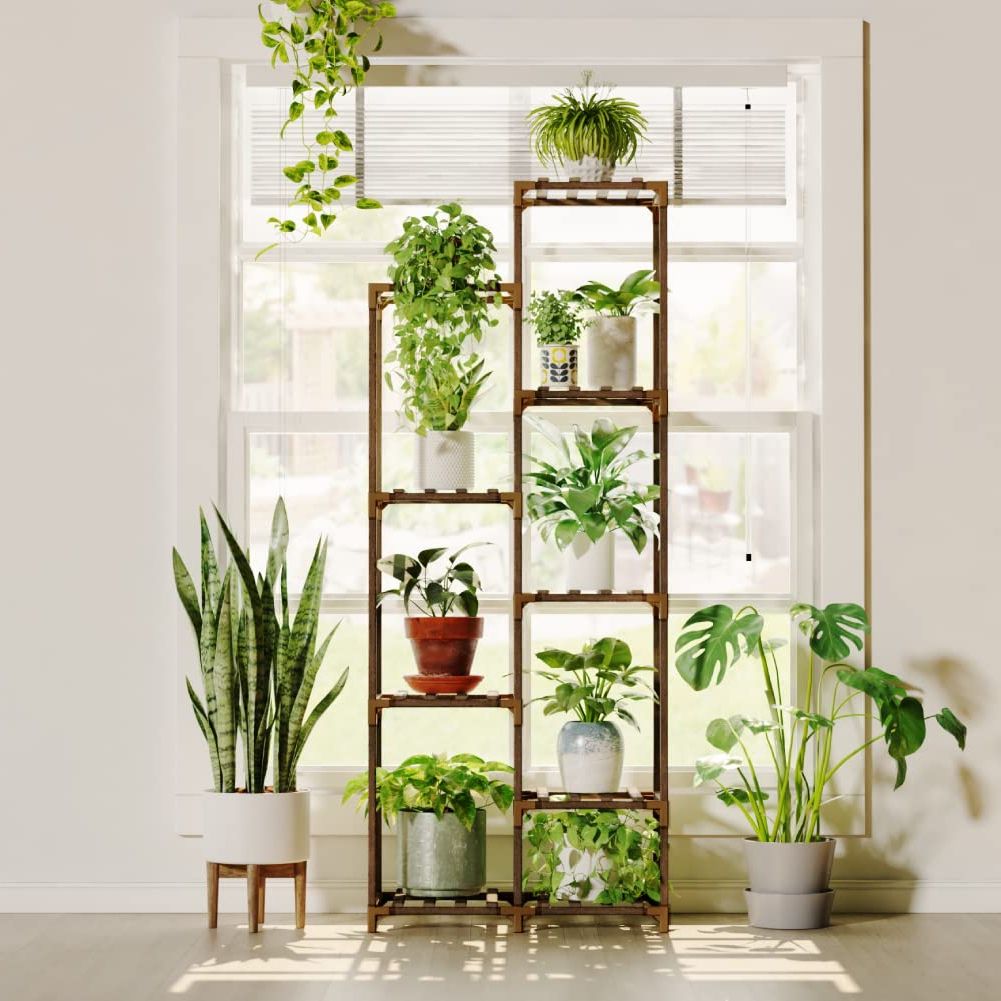 Well Known Amazon: Bamworld Tall Plant Stand For Indoor Plants Outdoor Corner Plant  Shelf Flower Stands For Living Room Balcony And Garden (9 Pots) :  Everything Else For Indoor Plant Stands (View 5 of 10)
