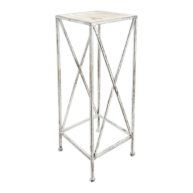 Well Known Metal Plant Stand With Wood Top Grey, Large (View 9 of 10)
