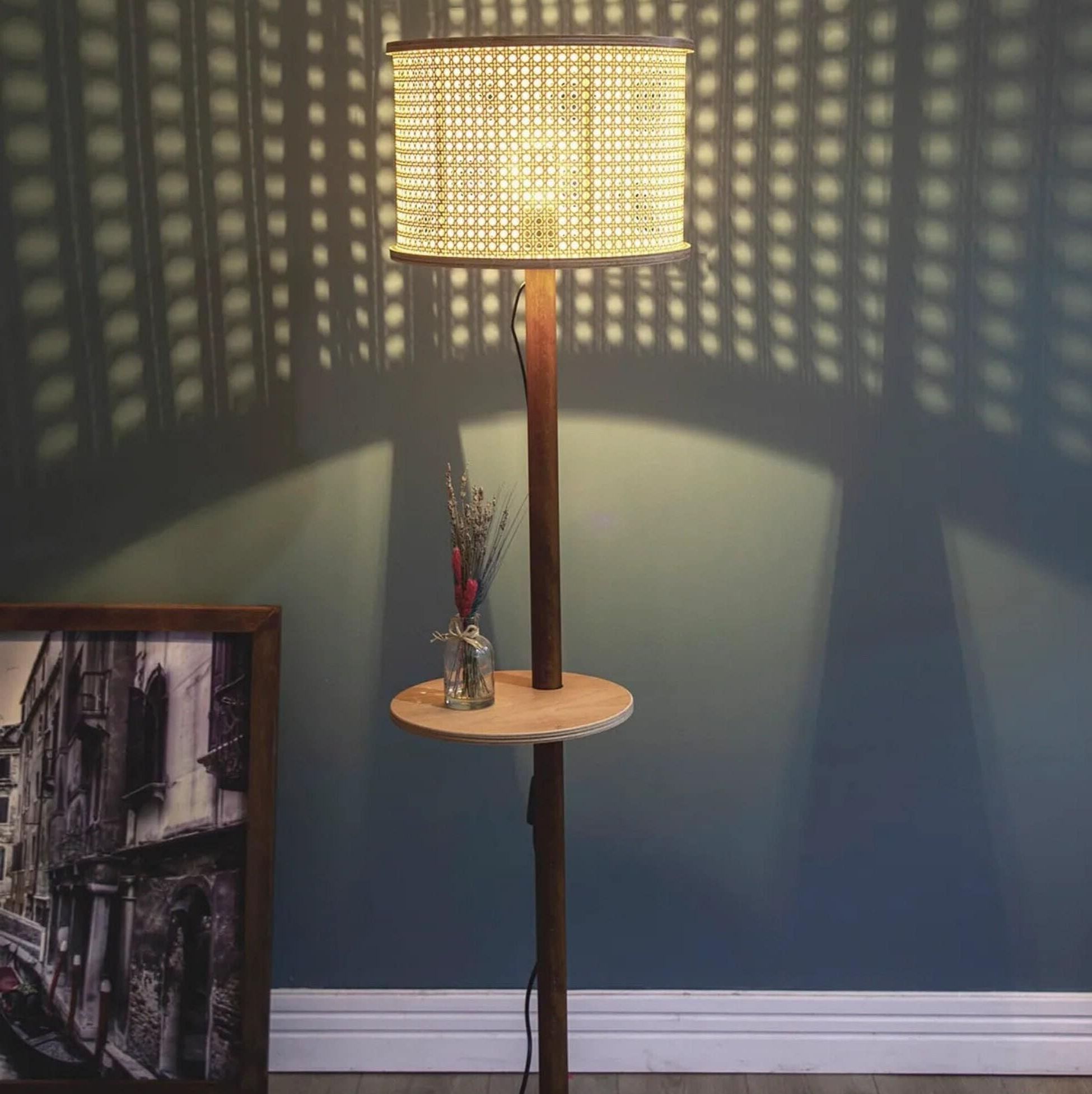 Well Known Rattan Floor Lamp – Etsy Regarding Natural Woven Standing Lamps (View 10 of 10)