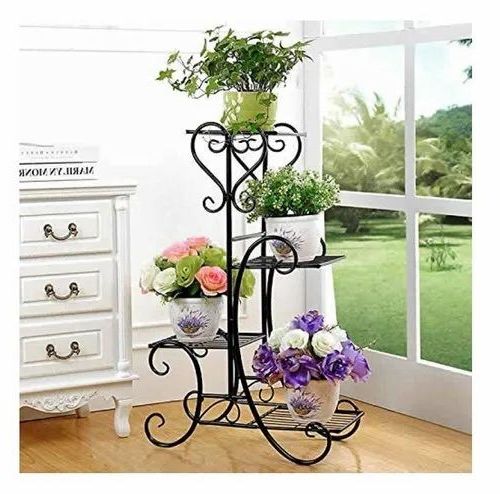 Well Liked Iron Black 4 Tier Garden Plant Stand, Size: 20 X 10 X 32 Inch At Rs 1230 In  Moradabad Inside White 32 Inch Plant Stands (View 8 of 10)