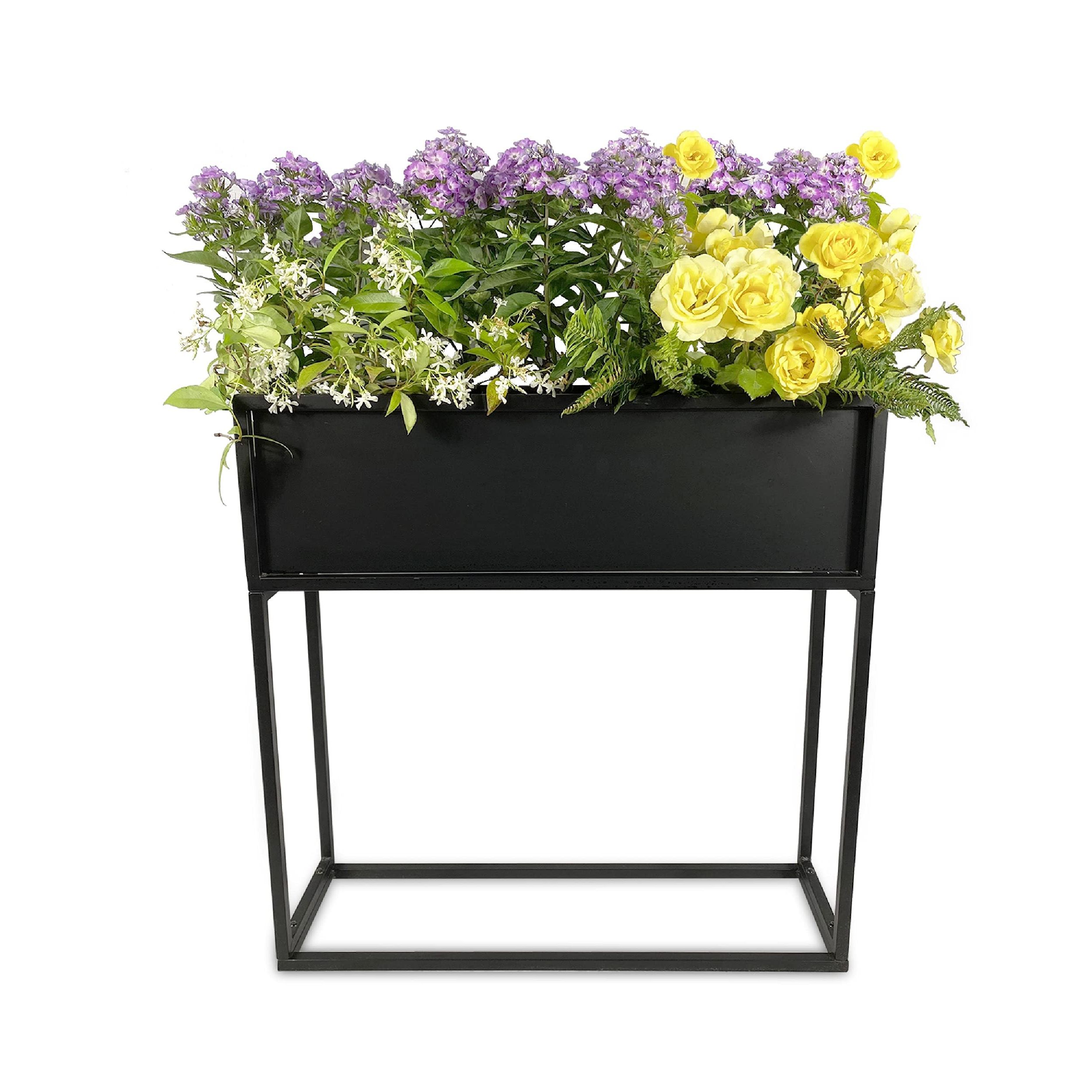 Widely Used Amazon : Cocoyard Modern Elevated Metal Rectangular Planter Box –  Planters For Outdoor Plants – Made Durable And Resilient Metal – Indoor  Outdoor Plant Stand – Ideal For Garden Decor, Backyard And Regarding Plant Stands With Flower Box (View 1 of 10)