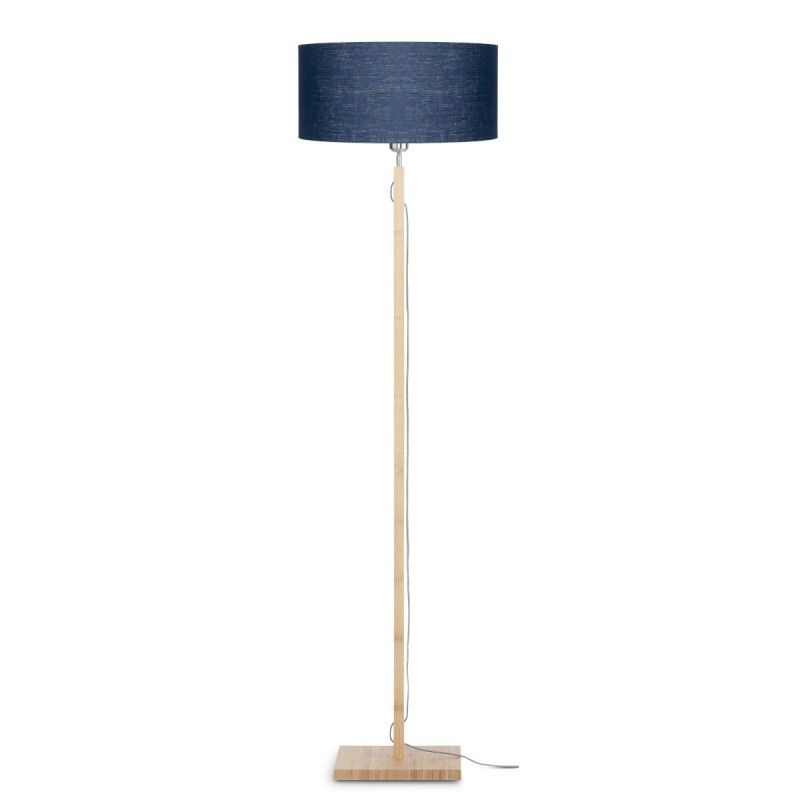Widely Used Bamboo Standing Lamp And Fuji Eco Friendly Linen Lampshade (natural, Blue  Jeans) In Blue Standing Lamps (View 8 of 10)