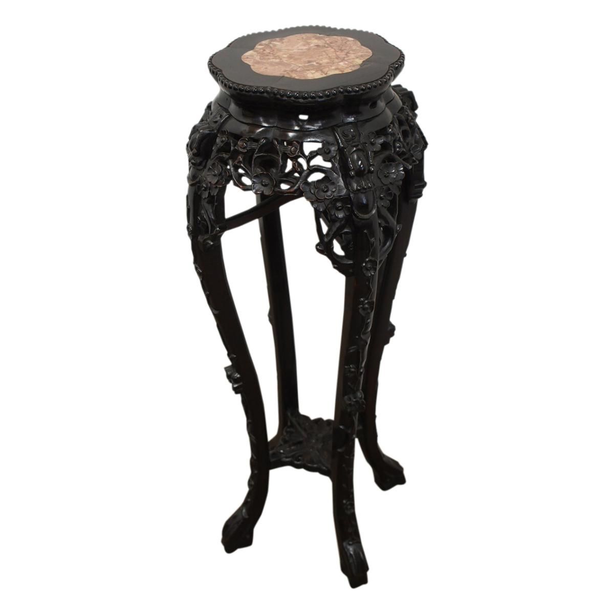 Widely Used Black Marble Plant Stands Inside Chinese Dark Wood And Marble Plant Stand – Georgian Antiques (View 7 of 10)