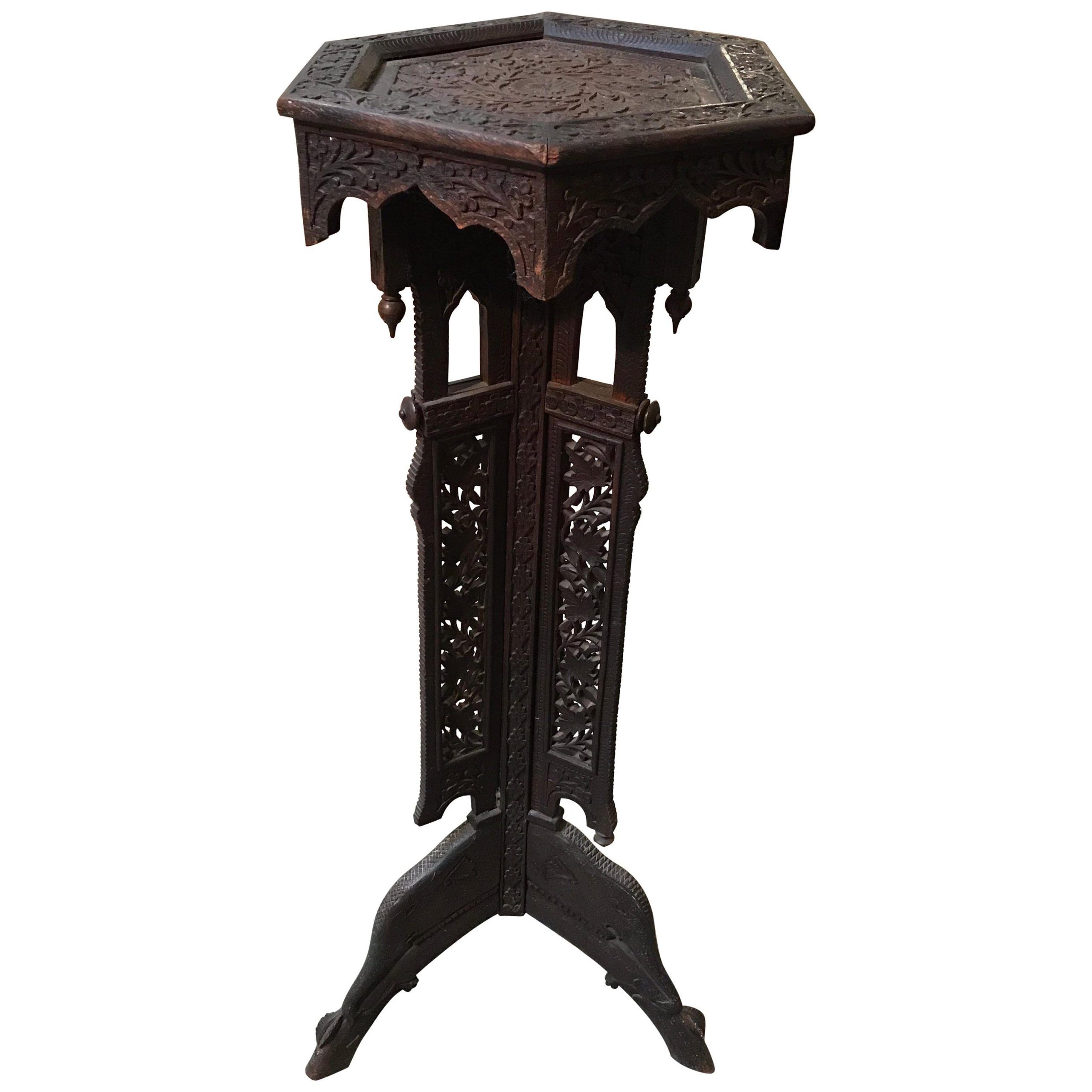 Widely Used Carved Plant Stands Intended For Carved Wooden Indian Plant Stand For Sale At 1stdibs (View 8 of 10)
