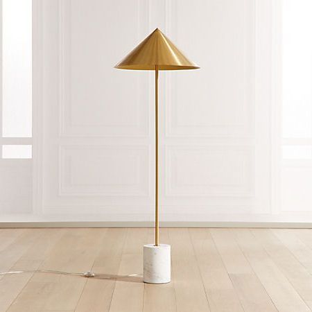 Widely Used Cone Standing Lamps For Umbrella Marble Base Brass Cone Floor Lamp + Reviews (View 2 of 10)